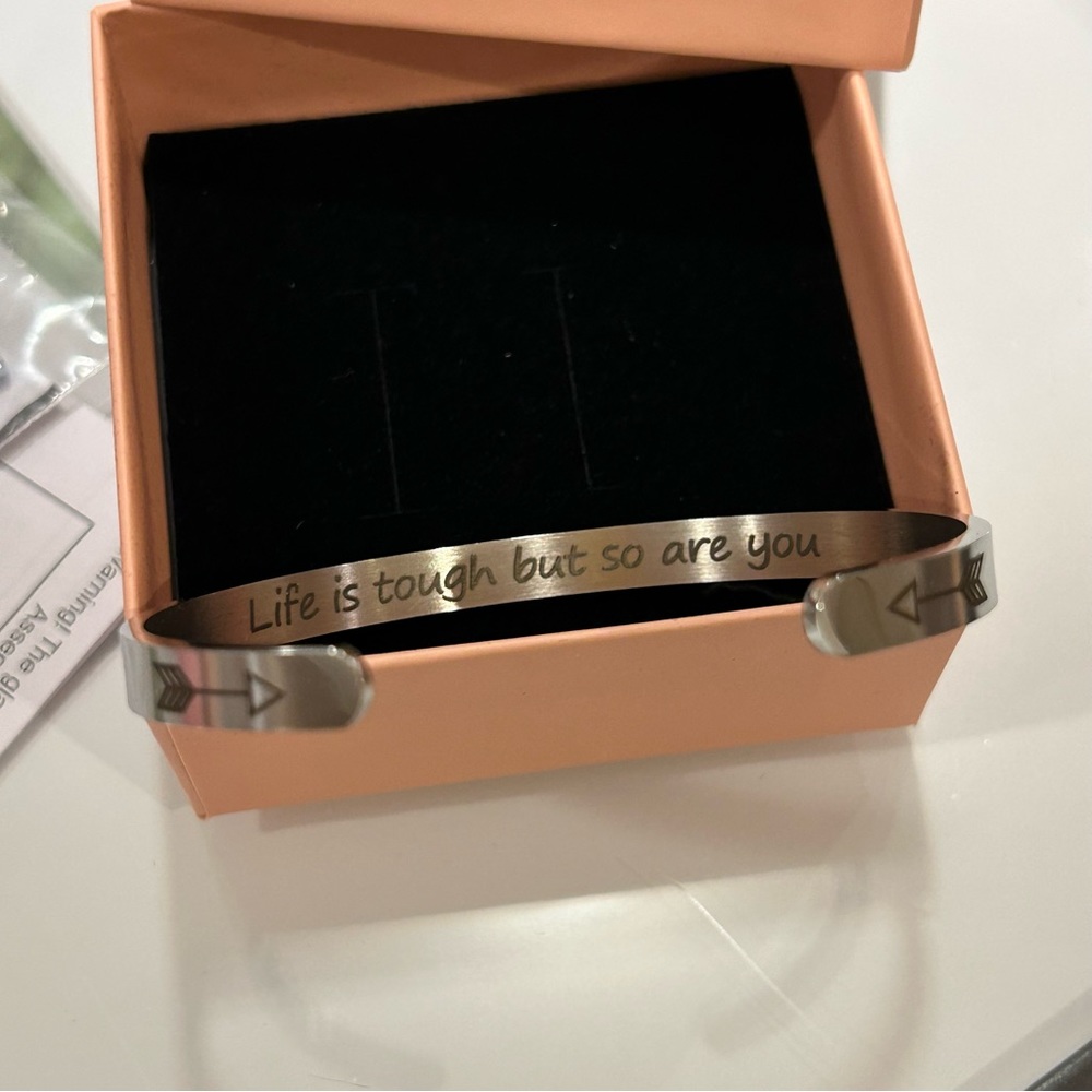 Inspirational Stainless Steel Cuff Bracelet - Picture 13 of 13